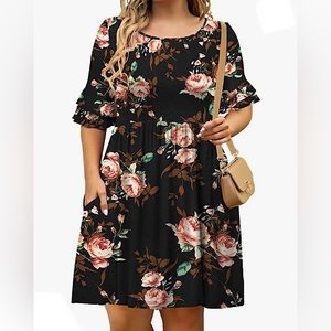 Floral Ruffle Sleeve Babydoll Dress